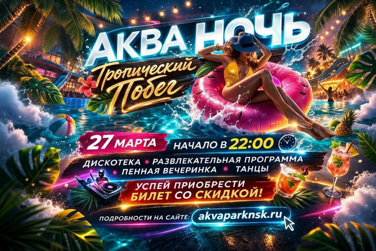 Ночная вечеринка в аквапарке АКВАНОЧЬ - изображение 1