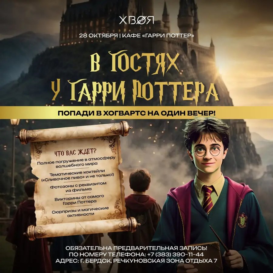 ВЕЧЕРИНКА «В ГОСТЯХ У ГАРРИ» в Хвое - изображение 1